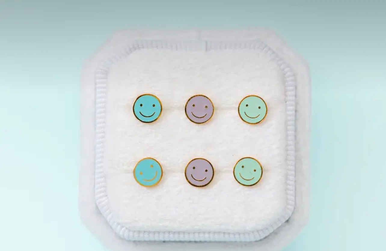 Mint Smiley Stud Earrings