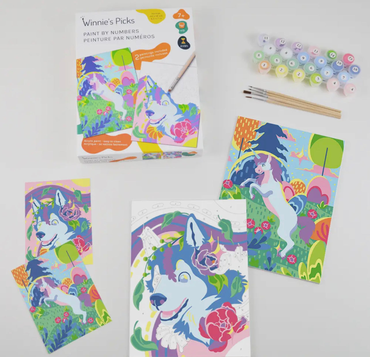 Husky & Unicorn - Kids Paint By Numbers Kit