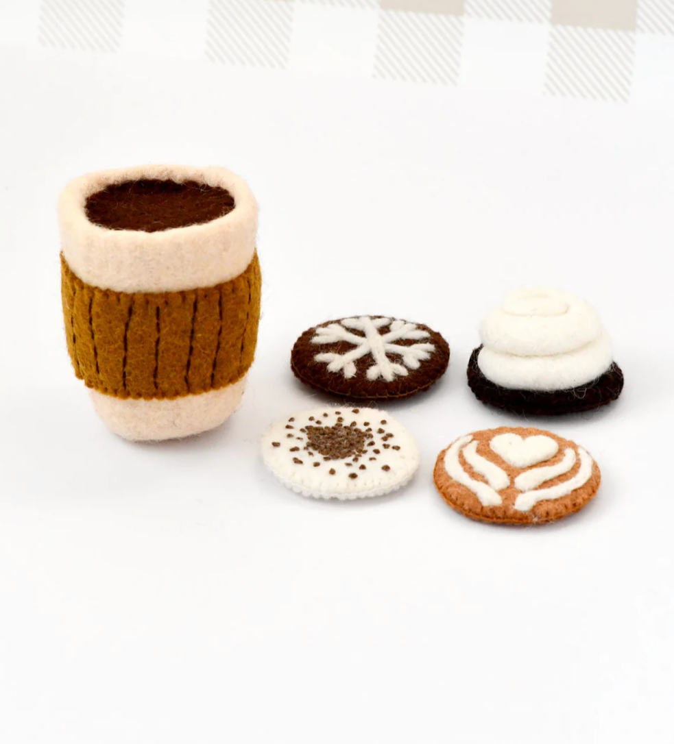 Felt Coffee Cup with Interchangeable Toppings