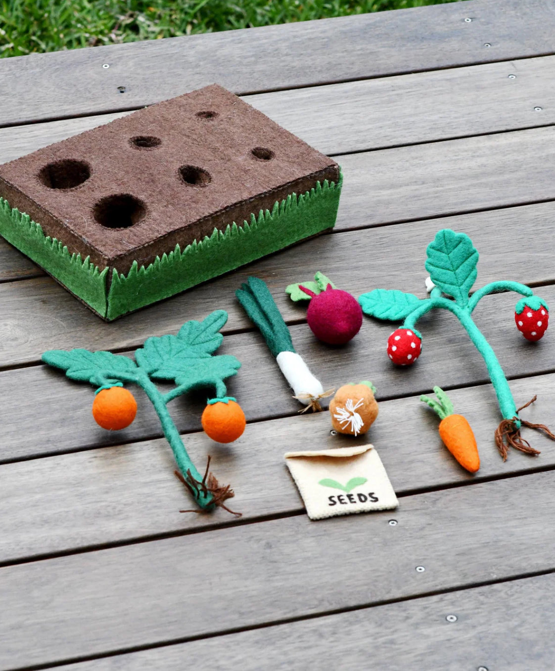 Grow Your Own Garden - Felt Planter Box with Sprouts and Vegetables