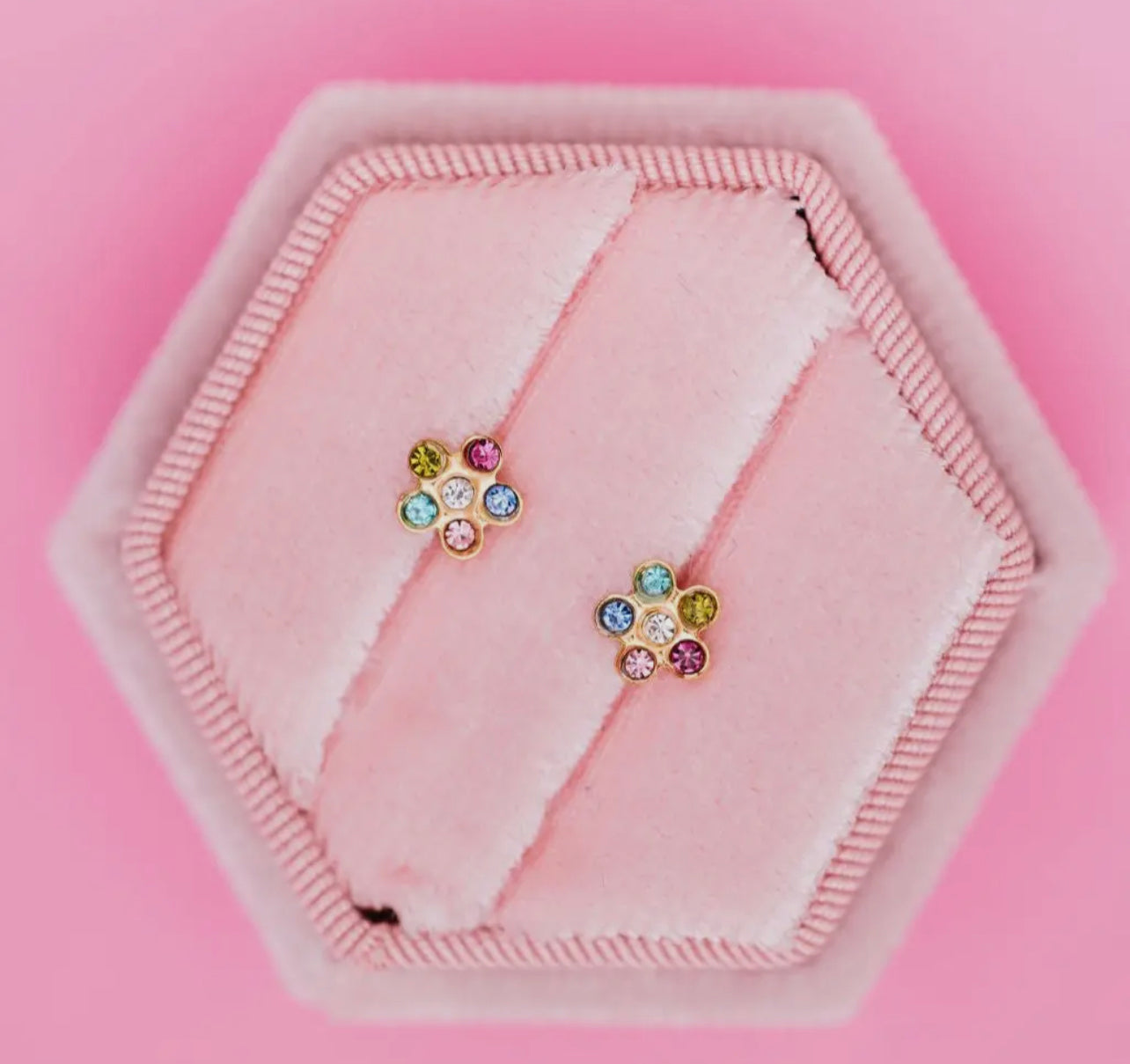 Rainbow Cz Stud Earrings