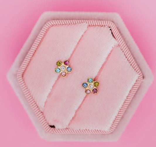 Rainbow Cz Stud Earrings