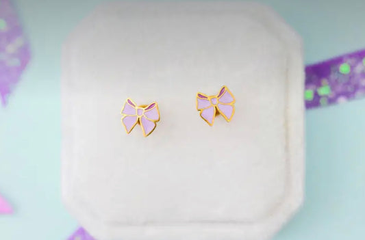 Lavender Bow Stud Earrings