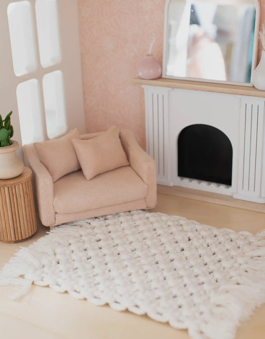 Dollhouse Macrame Rectangle Rug | Ivory