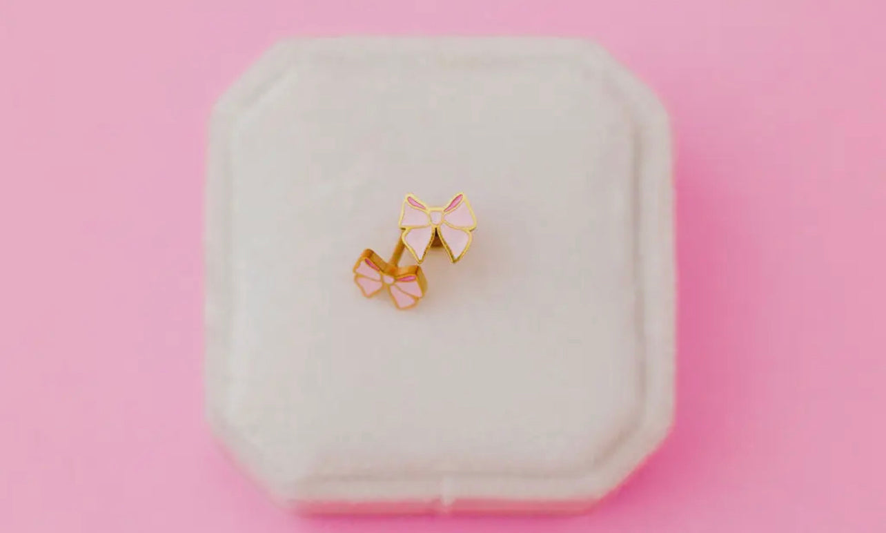 Pink Bow Stud Earrings