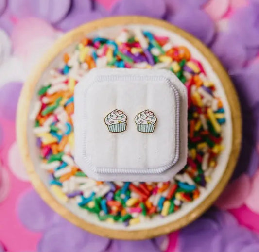 Rainbow Cupcake Stud Earrings