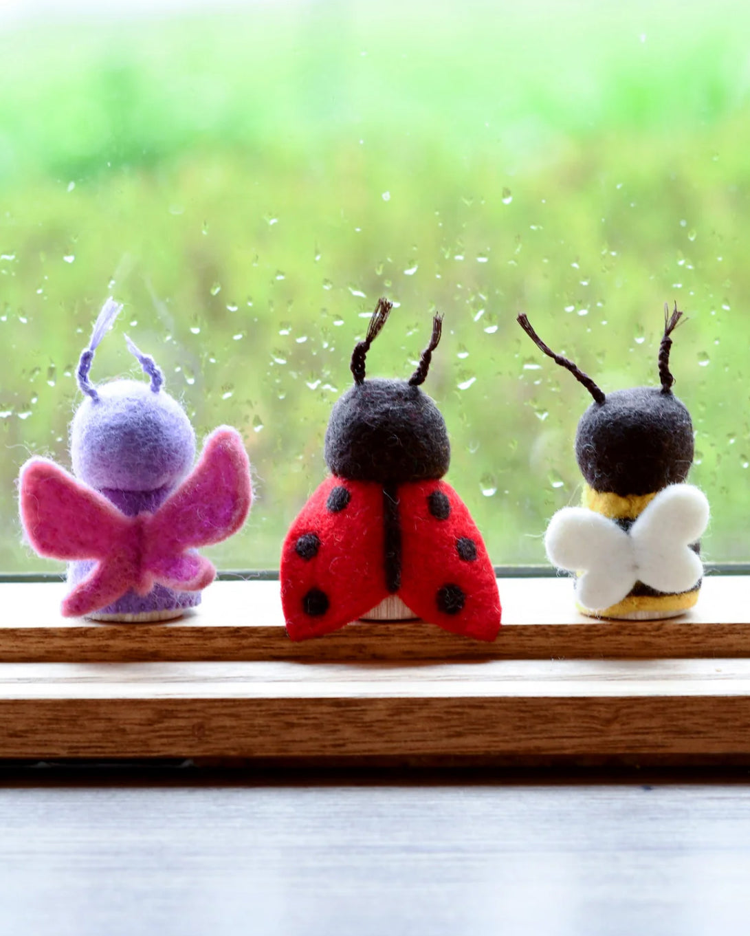 Bugs Peg Dolls Set - Bee, Ladybug and Butterfly