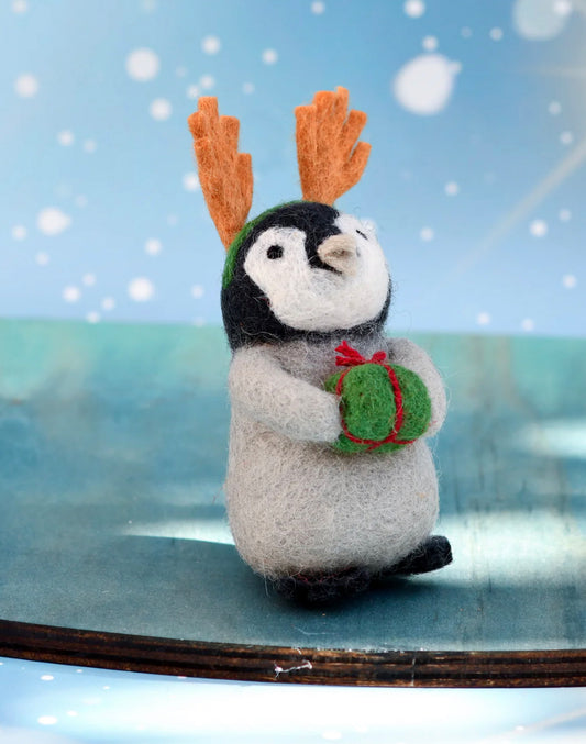 Felt Penguin with Present Toy