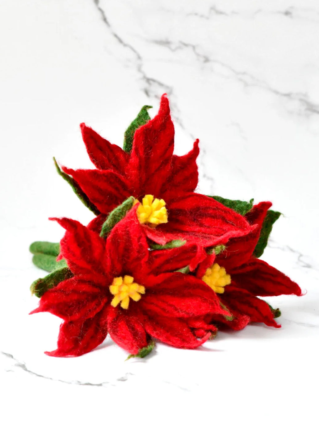 Felt Poinsettia Flowers (Set of 3 stems)