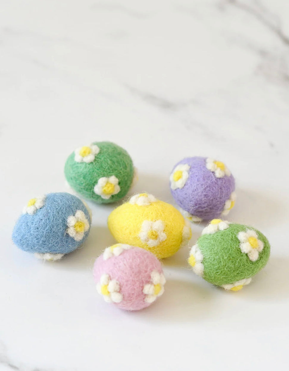 Felt Pastel Eggs with Flowers (set of 6)