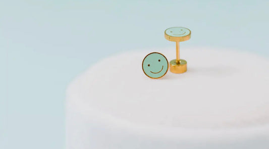 Mint Smiley Stud Earrings