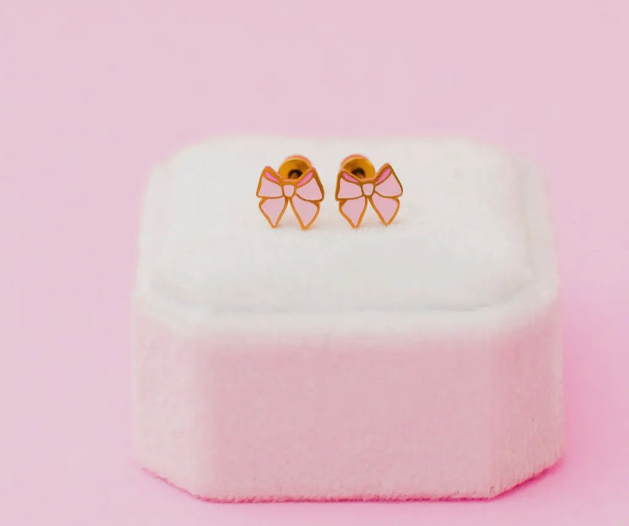 Pink Bow Stud Earrings