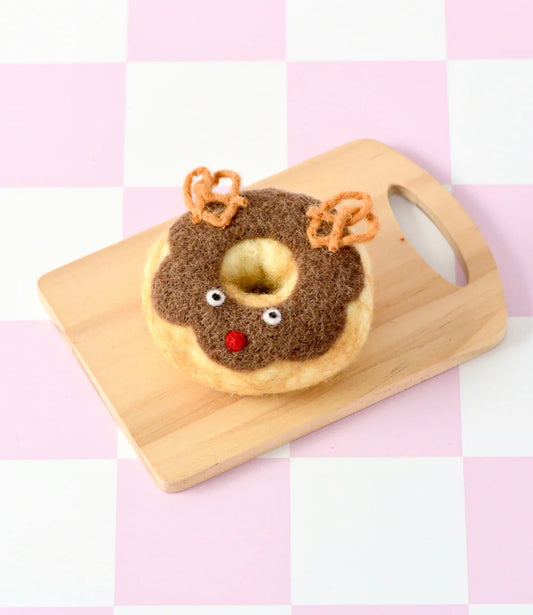 Felt Christmas Donut - Reindeer Doughnut with Salted Pretzels