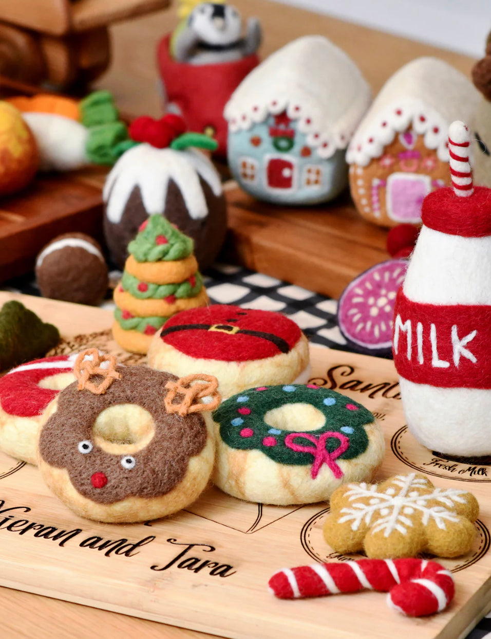 Felt Christmas Donut - Green Holly Wreath Icing