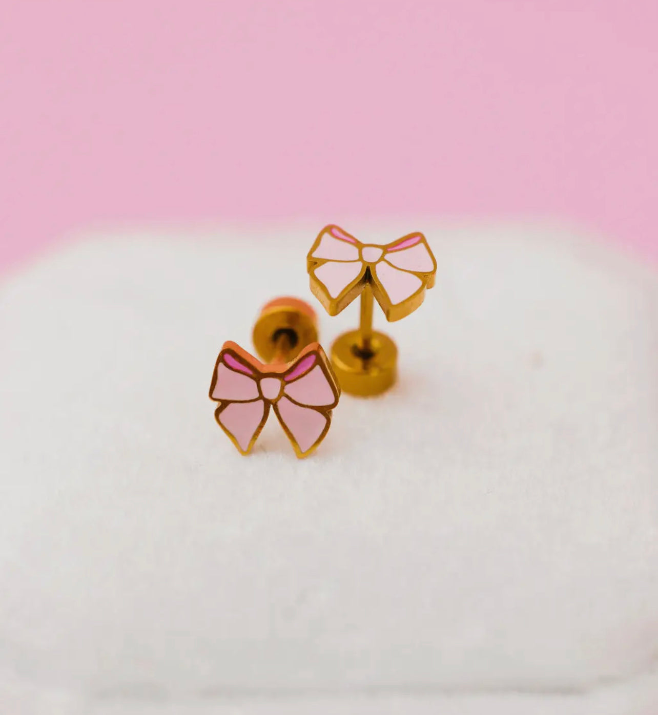 Pink Bow Stud Earrings