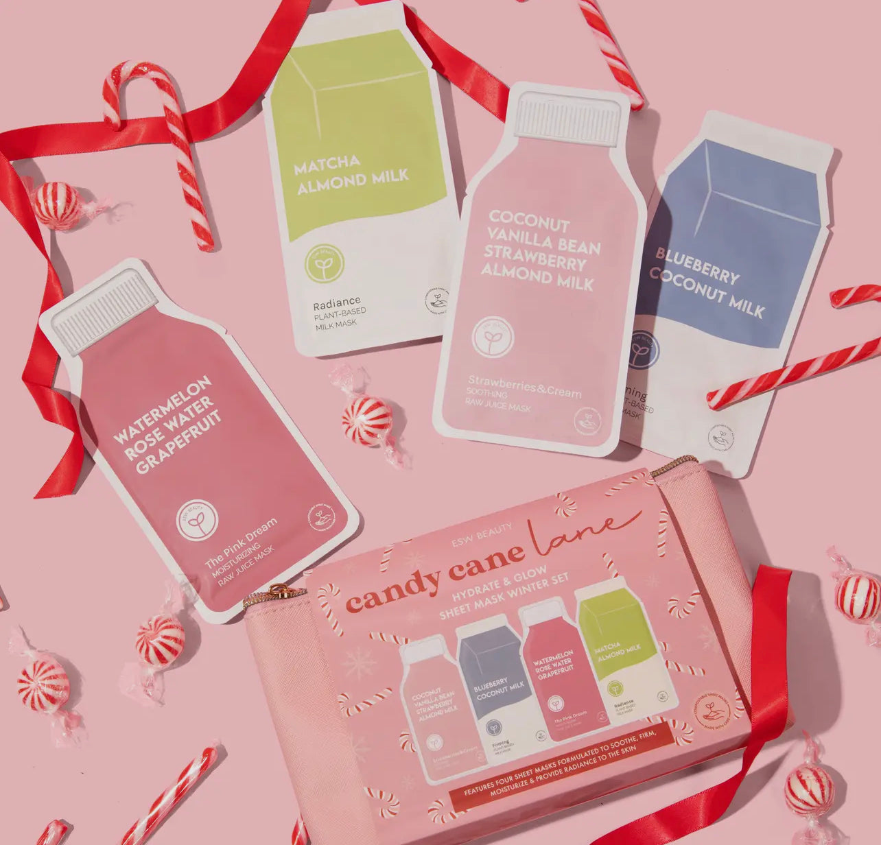 Candy Cane Lane Glowing Radiant Skin Sheet Mask Set