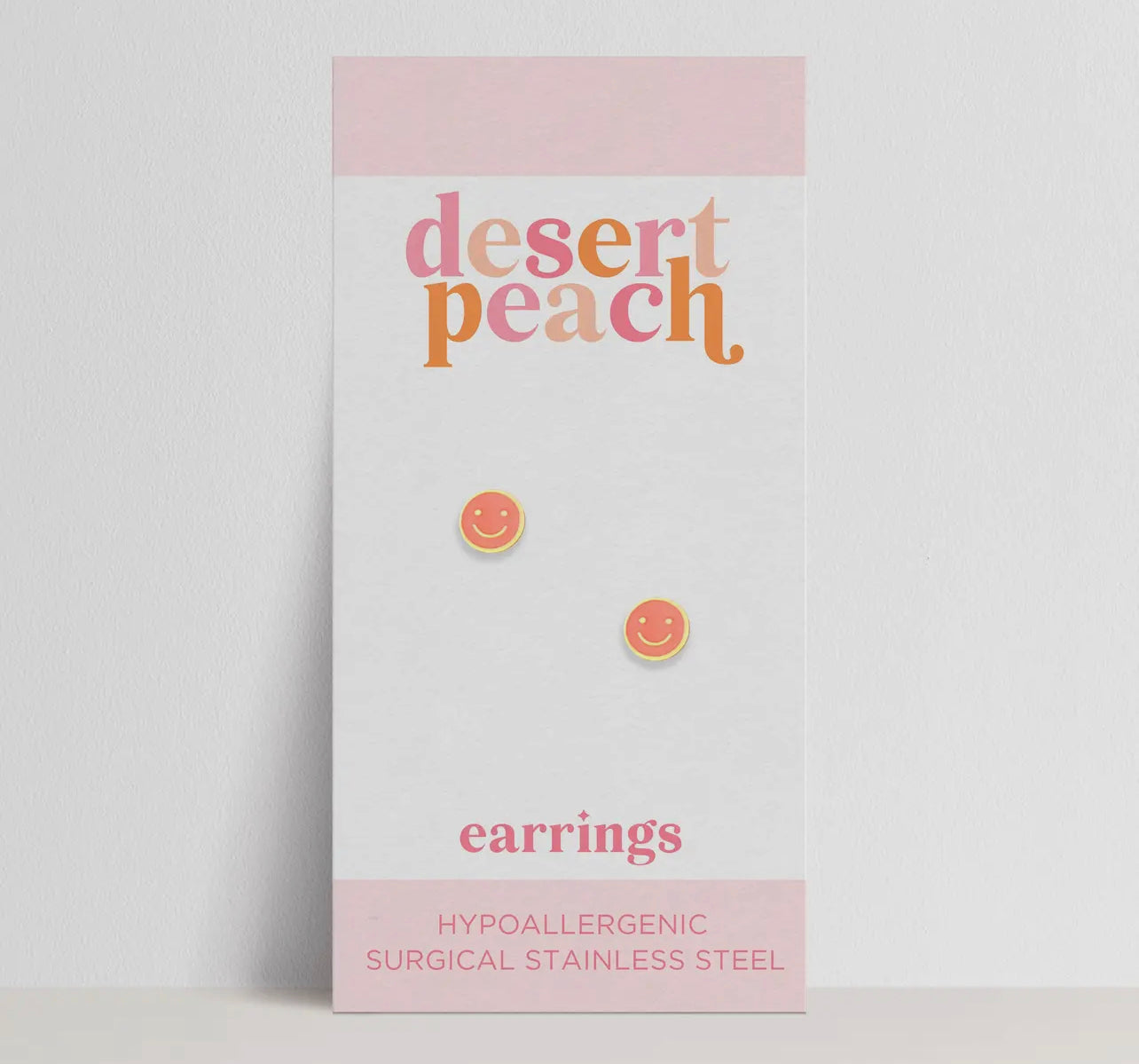 Coral Smiley Stud Earrings