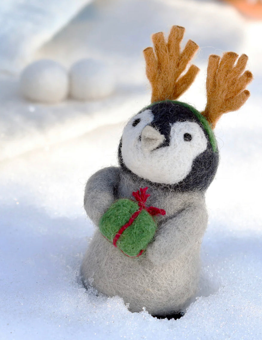 Felt Penguin with Present Toy