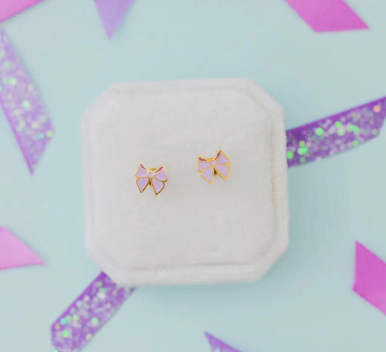 Lavender Bow Stud Earrings