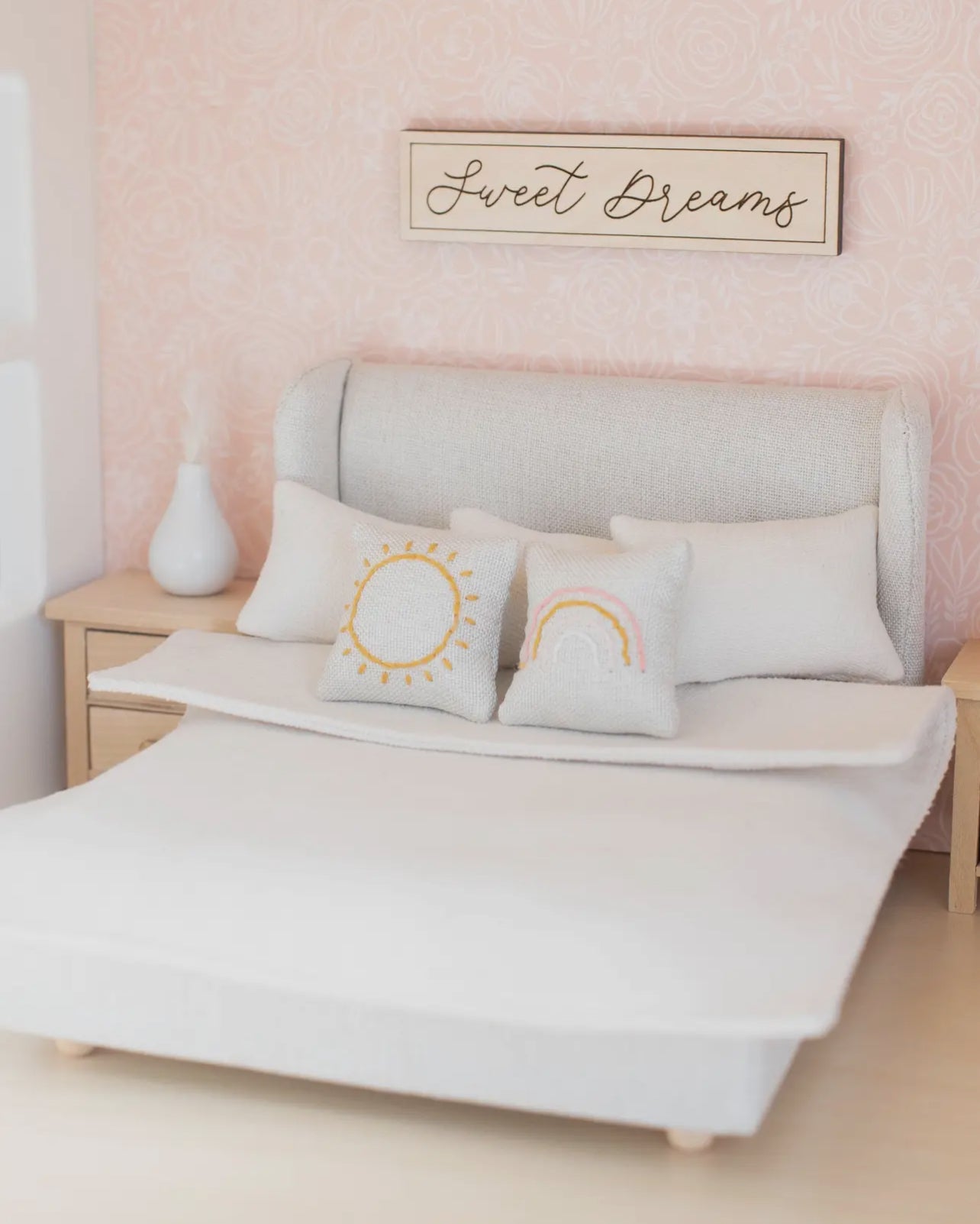 Dollhouse Upholstered Double Bed | Off-White