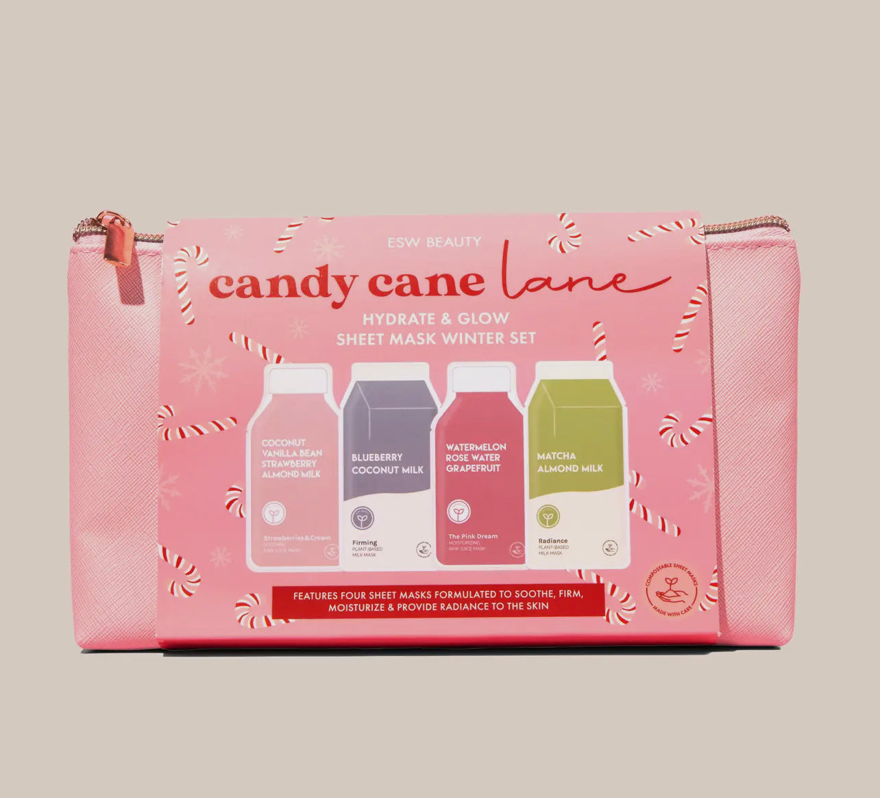 Candy Cane Lane Glowing Radiant Skin Sheet Mask Set