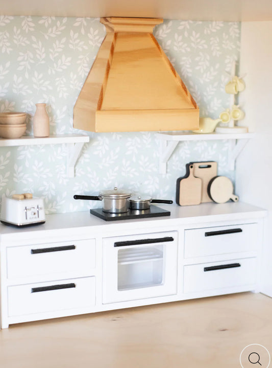 Dollhouse Farm Style Oven Range Hood | Natural Wood