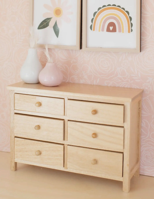 Dollhouse Wide Dresser | Wood Knobs