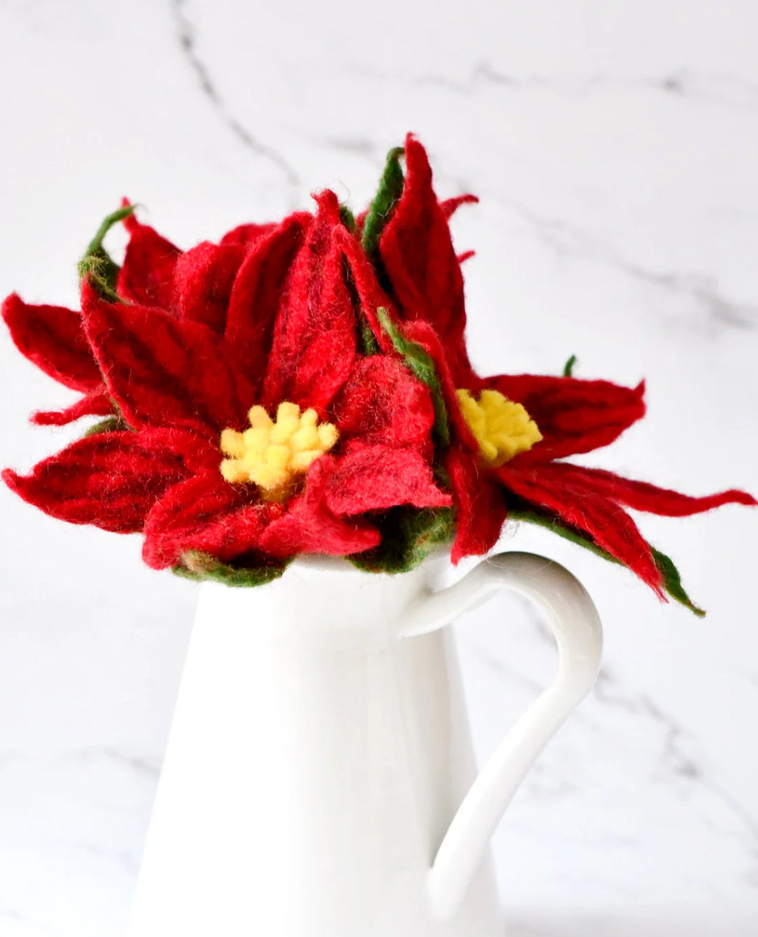 Felt Poinsettia Flowers (Set of 3 stems)