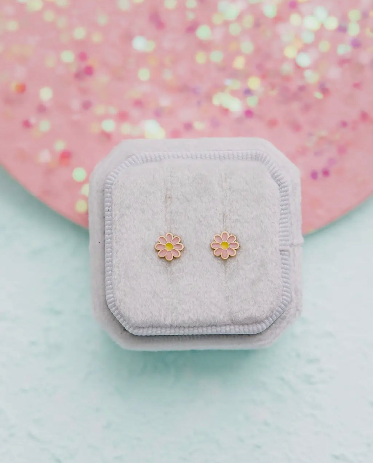 Pink Daisy Stud Earrings