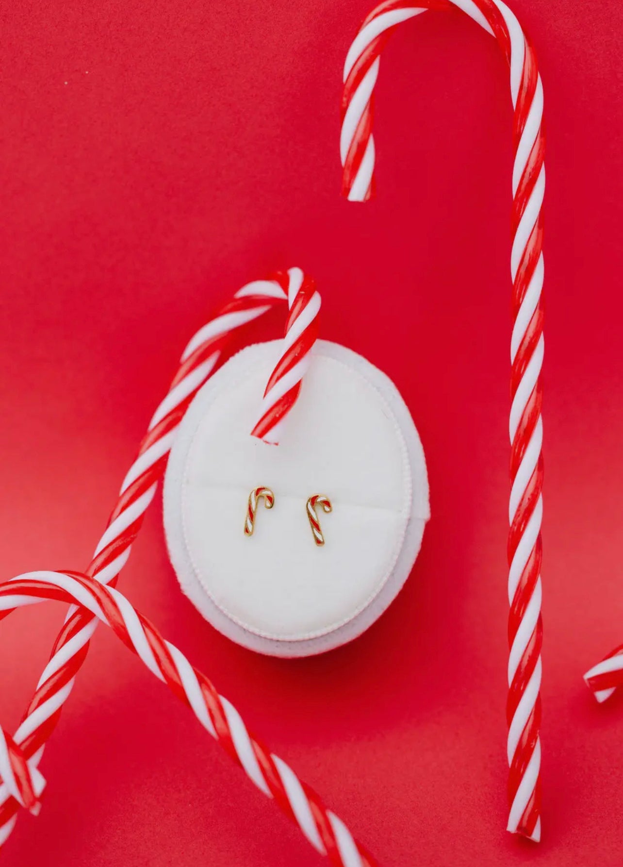 Gold Candy Cane Stud Earrings