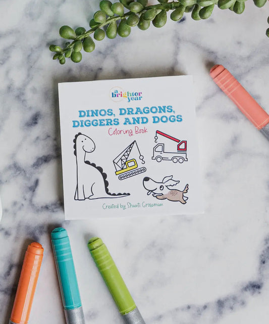 Dino, Dragons, Diggers, and Dogs Mini Coloring Book